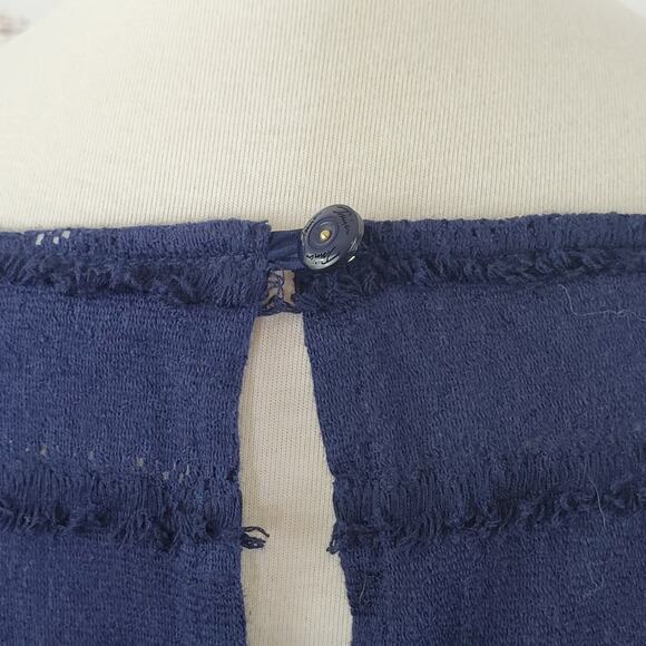 Trina Turk Dress Ain't Misbehavin Fringe Lace Navy Blue Size 8 - Picture 6 of 9